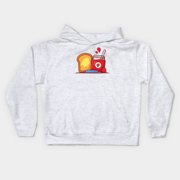 Toast Bread With Strawberry Jam Cartoon Vector Icon Illustration Kids Hoodie by Catalyst Labs